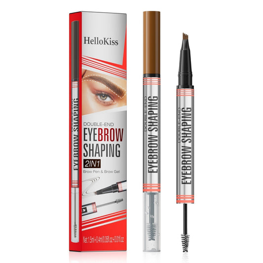 🎁1+1 gratis🌟 2-in-1 Augenbrauenstift mit Vier-Zack-Spitze & Augenbrauengel – Präzise Linien & Langanhaltendes Styling