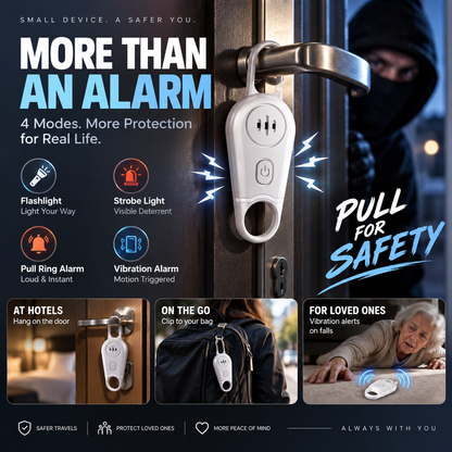 🛡️ Personal Safety Alarm Keychain – 130dB Emergency Siren, Flashlight & Strobe Light 🚨✨