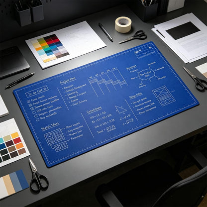 🖥️Reusable Write‑On Large Desk Mat‑Multi‑Function Creative Planning Work Pad, Erasable Desk Pad for Sketching, Project Planning & Office Workspace