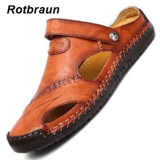 🏆🔥Große Größe Weiches Leder Männer Atmungsaktive Outdoor-Sandalen