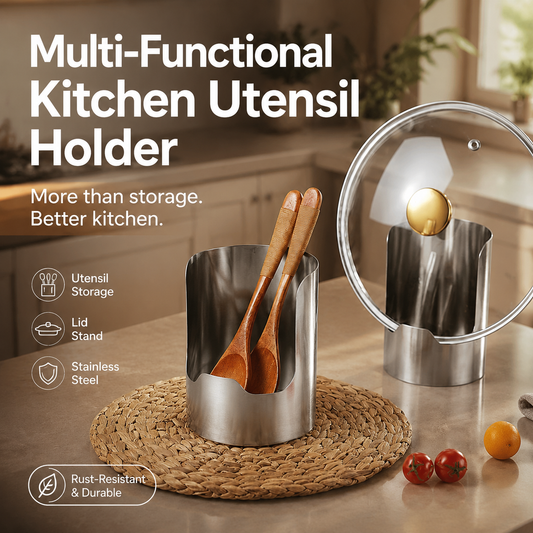 🍳 Multifunctional Kitchen Utensil Organizer | Heavy-Duty Stainless Steel for Sturdiness · Space-Saving Vertical Design · Easy to Clean and Oil-Resistant