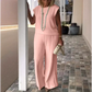 💕Begrenzte Zeit 58% Rabatt💕Set aus ärmellosem Oberteil und Hose mit Rundhalsausschnitt für Damen