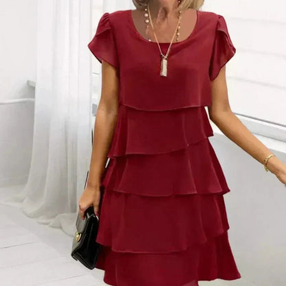 🔥SCHNÄPPCHEN 49 % RABATT🔥 Lässiges Rüschenkleid mit Wellenschnitt für Damen
