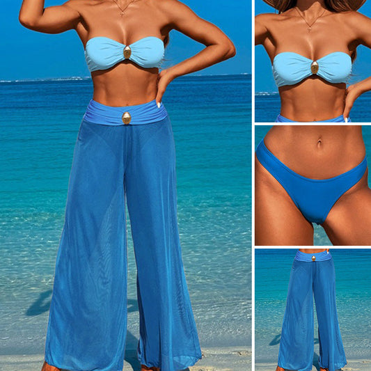 3-teiliges Bademode-Set für Damen – Oberteil, Unterteil und Strandhose