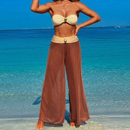 3-teiliges Bademode-Set für Damen – Oberteil, Unterteil und Strandhose