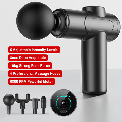 Tragbares Tiefengewebemassagegerät mit 6 Geschwindigkeiten und 4 Köpfen