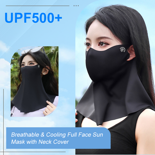Atmungsaktive & kühlende Vollgesichts-Sonnenmaske mit Nackenschutz