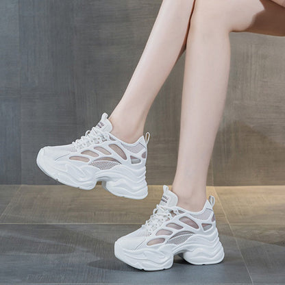 Mesh Hollow-Out Height-Increasing Chunky Sneakers