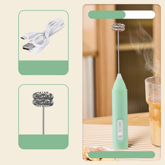 ☕✨ USB‑laddbar elektrisk mjölkskummare – 3 hastigheter, 180 minuters driftstid, skummare i rostfritt stål för kaffe, matcha och proteinshakes 🥛