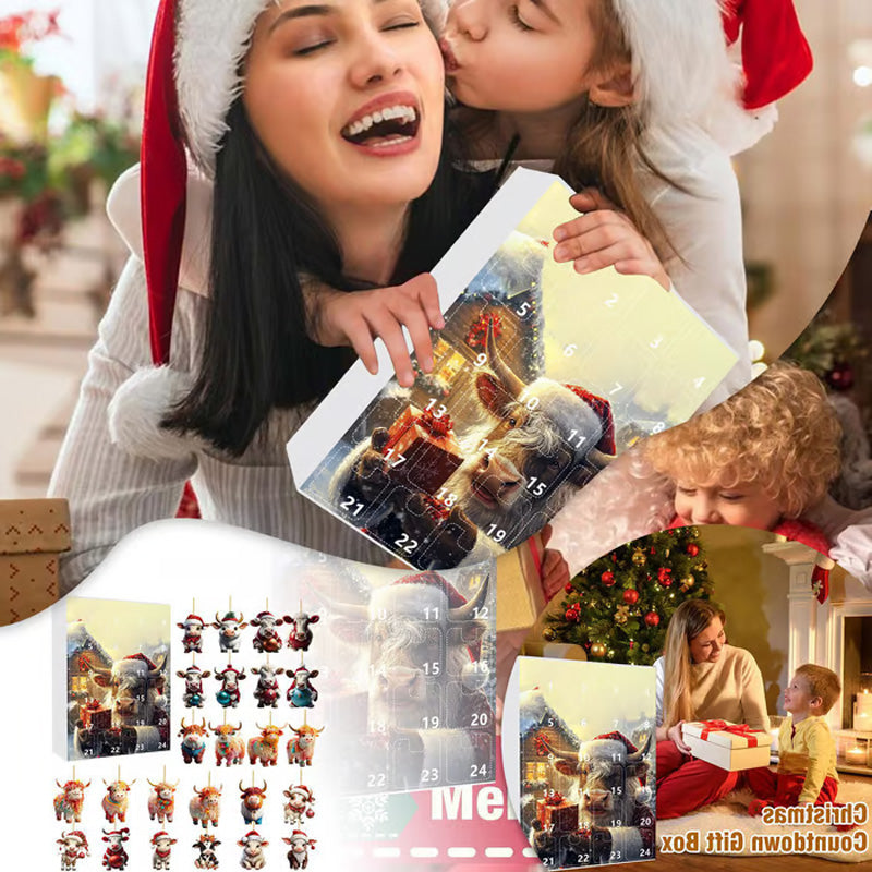 🎄Christmas Sale 50% Rabatt🎉Adventskalender mit Hochlandrind-Design