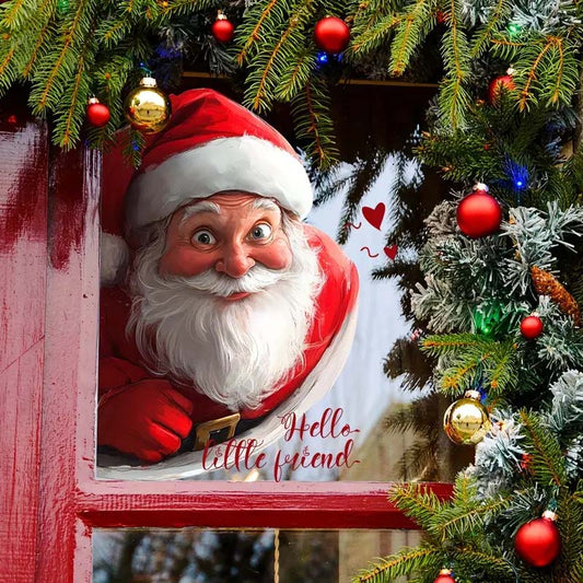 💖Black-Friday-Mega-Angebot – 50 % Rabatt!💖Weihnachtsmann und Schneeflocke Fensteraufkleber