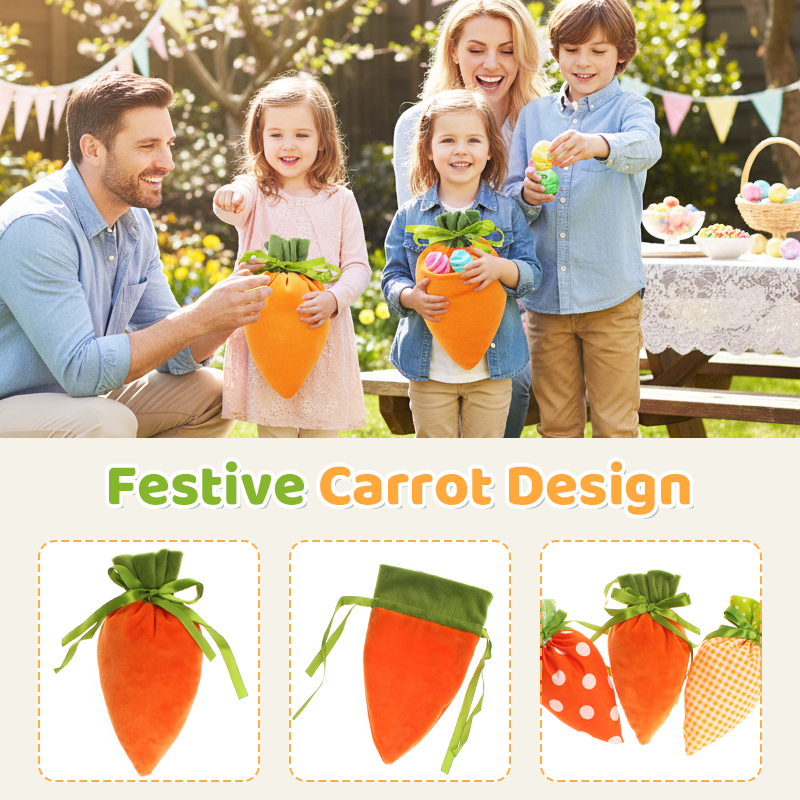 Carrot Shaped Plush Easter Treat Pouch