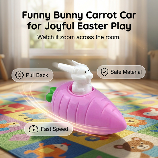 🐰🥕 Lustiges Buntes Hasen-Karottenfahrzeug – Oster-Spielzeug für Kinder