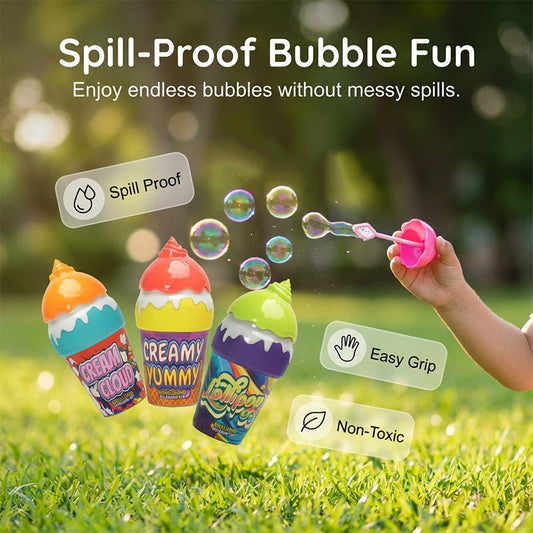 🎁 1+1 GRATIS 🫧🍦Seifenblasen-Spielzeug für Kinder – Großes Volumen, Auslaufsicher, Viele Blasen