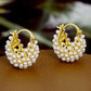 💥 Faux Pearl Basket Hoop Earrings: Gold-Tone, Weave Design, Secure Clasp, French Elegance