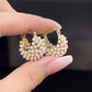 💥 Faux Pearl Basket Hoop Earrings: Gold-Tone, Weave Design, Secure Clasp, French Elegance