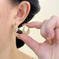 💥 Faux Pearl Basket Hoop Earrings: Gold-Tone, Weave Design, Secure Clasp, French Elegance