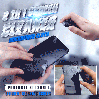 🔥Portable Reusable 2 in 1 Screen Cleaner & Microfiber Cloth