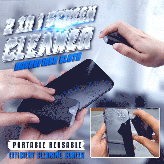🔥Portable Reusable 2 in 1 Screen Cleaner & Microfiber Cloth