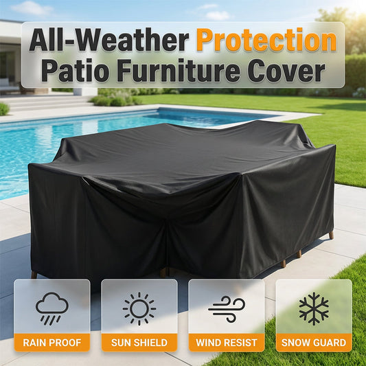 ☔210D Waterproof Garden Furniture Cover – Secure-Fit Outdoor Table & Chair Cover