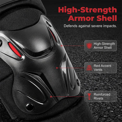✨ Motorcycle Knee & Elbow Guard Set – Hard Shell, Articulated Design, Breathable 🛡️
