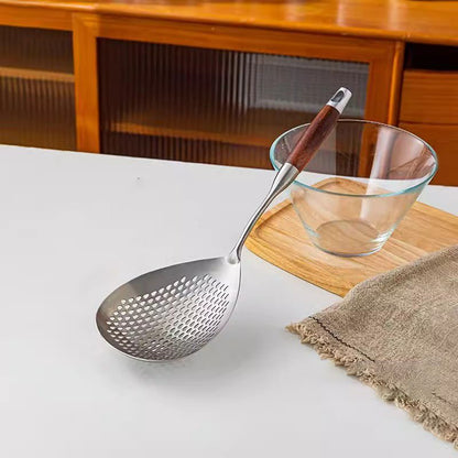 🥄 50% OFF NOW! 🍟 Stainless Steel Skimmer Spoon – Fast draining, heat-safe & versatile – Perfect for frying, soups & pasta 🍳