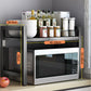 🧰Expandable Microwave Rack – Adjustable, 75kg Capacity, Hooks Included