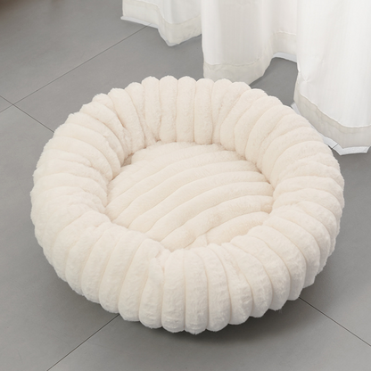 ⏳🔥LIMITED-TIME 50% OFF! ⏰🐾 Cloud-Like Ultra Soft Plush Round Calming Pet Bed, Raised Rim Donut Cat Dog Bed, Joint Relief Warm Cozy Washable Pet Sleeping Cushion