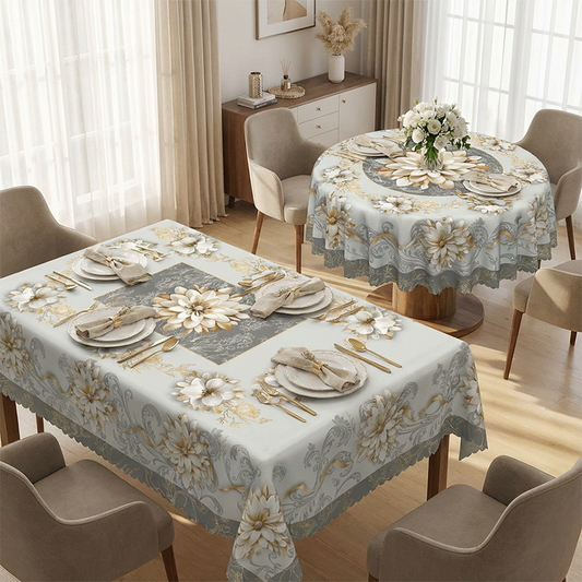 📢📢50% OFF !! ⏰Elegant Waterproof Embossed Floral Tablecloth