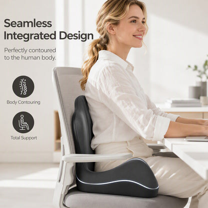 🪑 Ergonomic Memory Foam Seat Cushion with Back Support – Stay Comfortable All Day, Perfect for Office, Car & Home ✨