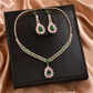 🎉 2026 Sale — Over 22,000 Sold! 💎 Zircon Jewelry Set – Pink & Green Necklace & Drop Earrings – Complete Your Party Look! ✨