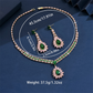 🎉 2026 Sale — Over 22,000 Sold! 💎 Zircon Jewelry Set – Pink & Green Necklace & Drop Earrings – Complete Your Party Look! ✨