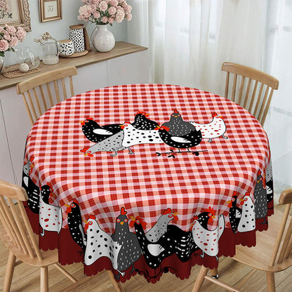 🐓 Red Plaid Rooster Tablecloth