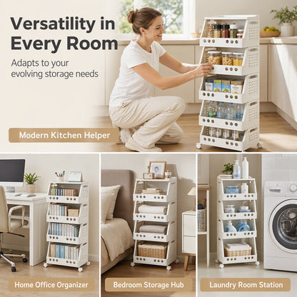 ⏰Multi-Tier Foldable Storage Organizer with Wheels
