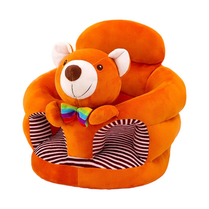 🐻 Cartoon Baby Support Sofa – Anti-Roll Infant Sitting Chair with Sturdy Backrest, Soft Plush Toddler Floor Seat