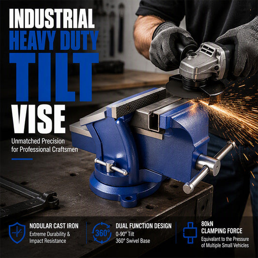 🛠️ Wide-Opening Bench Vise – Heavy-Duty, 80kN Clamping Force & 360° Swivel – Precise, Adjustable & Durable 💪