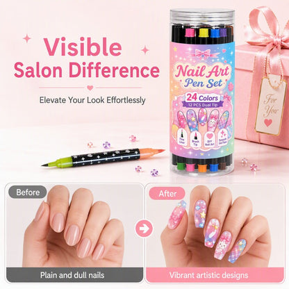 💥 24 Colors Dual Ended Nail Art Pens Set – Creative, Salon‑Quality, Easy DIY ✨