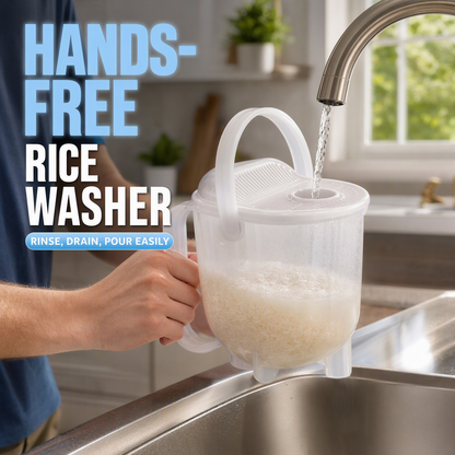 ⏰ Hands-Free Rice Washer with Strainer – Easy Rinsing & Draining 🍚💧