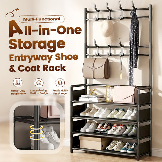 🏠 Multi-Functional Entryway Shoe & Coat Rack ✨