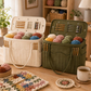 👝 Canvas Yarn Storage Bag – Portable Knitting Tote with Needle Pockets 🧶✨