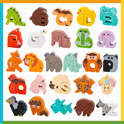 🧸 Learn ABC Instantly! No-Sharp-Edge Wooden Animal Letter Toy