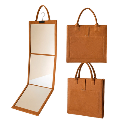 ✨ Foldable Full-Length Mirror: Hanging Door/Wall Mirror, Silver Glass, Space-Saving, Travel💖