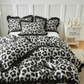 🛏️✨ Leopard Print Ruffled Duvet Cover Set – Bold & Cozy Bedroom Style 🐆