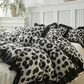 🛏️✨ Leopard Print Ruffled Duvet Cover Set – Bold & Cozy Bedroom Style 🐆