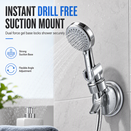 ⏰ Adjustable Suction Cup Shower Head Holder – Drill‑Free, Multi‑Angle, Strong Suction Grip ✨