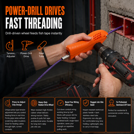 🔌 Electrician Wire Threader Kit — Drill-Powered, Tension Control, Fast Wiring