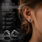 🖤 Gothic Vine Stud Earrings – Silver Tone with Black Cubic Zirconia ✨