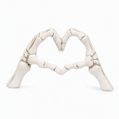 💀 Halloween Resin Skeleton Figurine – Heart Hand Gesture & Gothic Decor 🖤✨