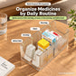 🥳Transparent Extendable Storage Organiser – adjustable 24.5–43cm, clear PET walls let you see every item at a glance. Perfect for medicines, supplements & toiletries – no more rummaging! 🏠✨