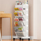 📚 Movable Bookshelf on Wheels: 5/6 Tiers, 45° Angled Shelves, Lockable Casters, Space-Saving Design